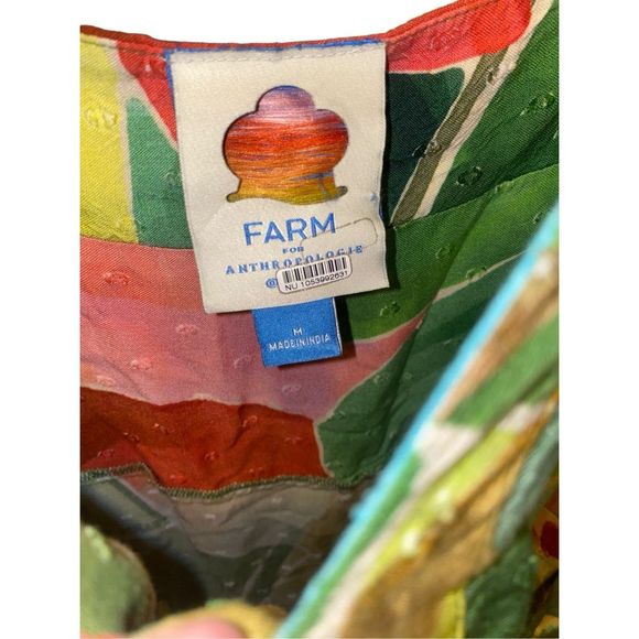 Anthropologie Farm Rio Tie-Waist Printed Dress Multi Palm size M - Picture 10 of 13